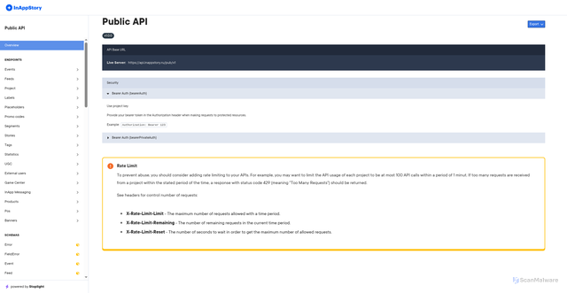 Security scan screenshot of api.inappstory.ru