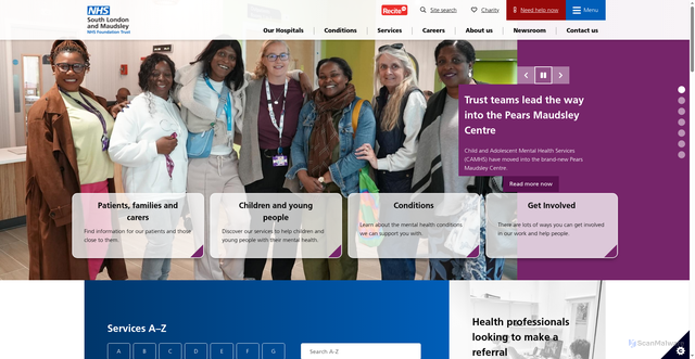 Security scan screenshot of http://www.slam.nhs.uk