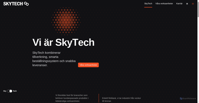 Security scan screenshot of https://skytechab.se