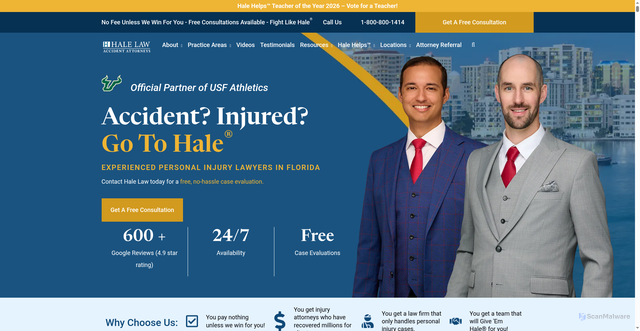 Security scan screenshot of https://halelaw.com/
