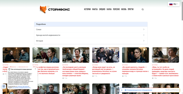 Security scan screenshot of https://storyfox.ru