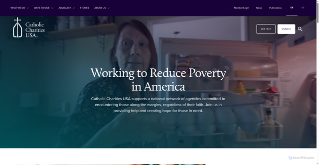 Security scan screenshot of https://www.catholiccharitiesusa.org/