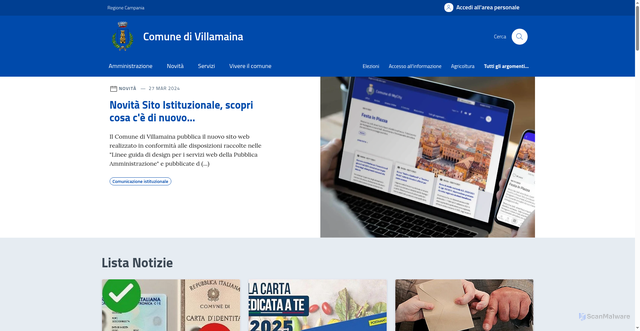 Security scan screenshot of https://www.comunevillamaina.it