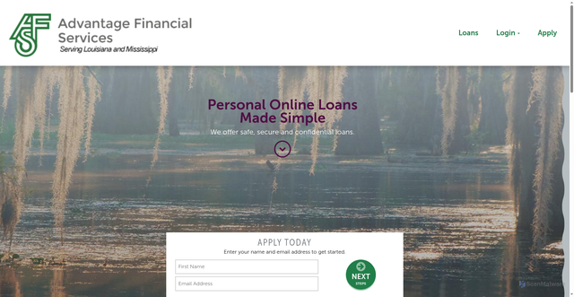 Security scan screenshot of http://advantagefinancialonline.net/