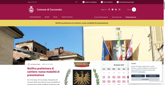 Security scan screenshot of https://www.comune.cocconato.at.it/