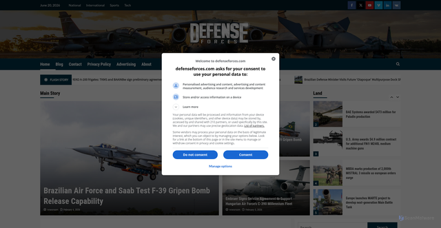 Security scan screenshot of https://www.defenseforces.com/