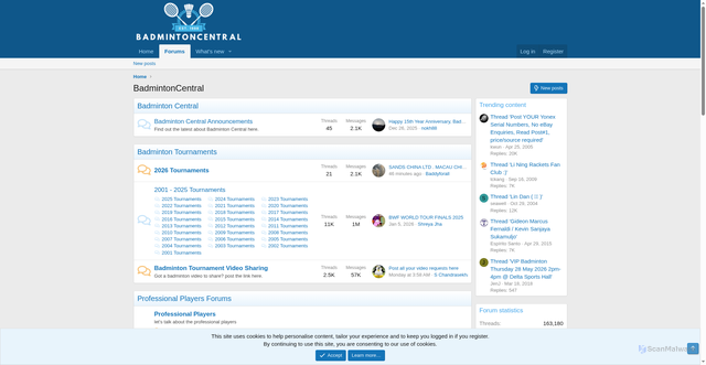 Security scan screenshot of https://badmintoncentral.com