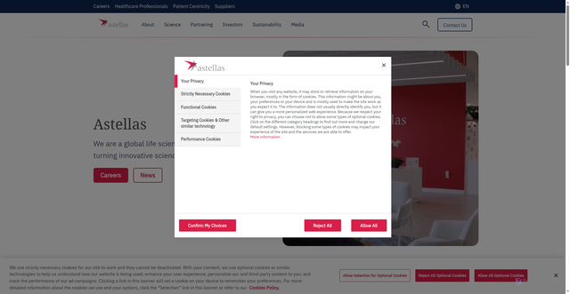 Security scan screenshot of https://astellas.com