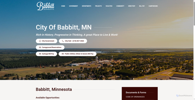 Security scan screenshot of https://www.babbittmn.gov/