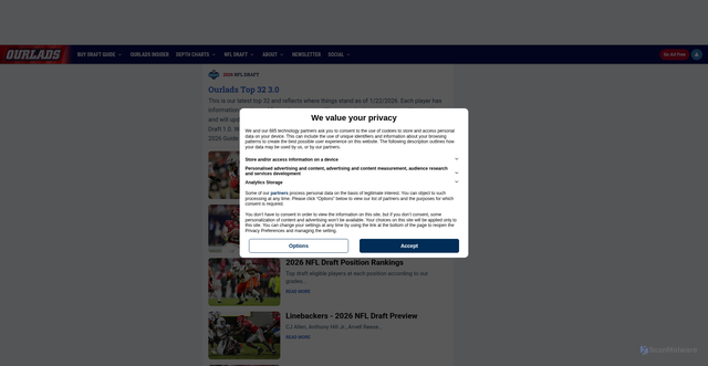 Security scan screenshot of https://www.ourlads.com