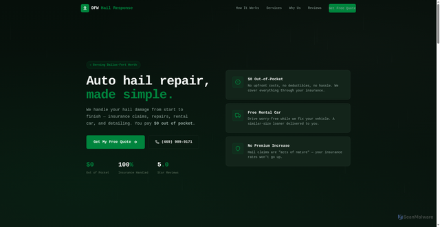 Security scan screenshot of http://dfw-hail-response.pages.dev/