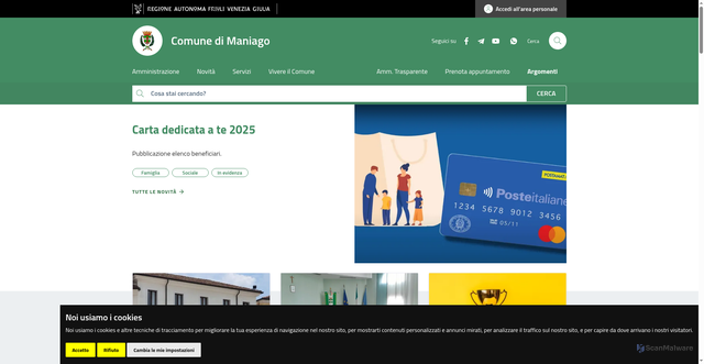 Security scan screenshot of https://www.comune.maniago.pn.it/