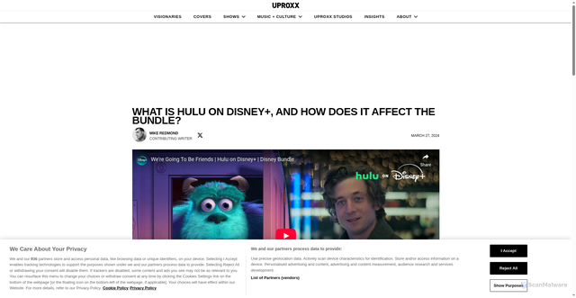 Security scan screenshot of https://uproxx.com/tv/what-is-hulu-on-disney-plus-how-does-it-affect-bundle/