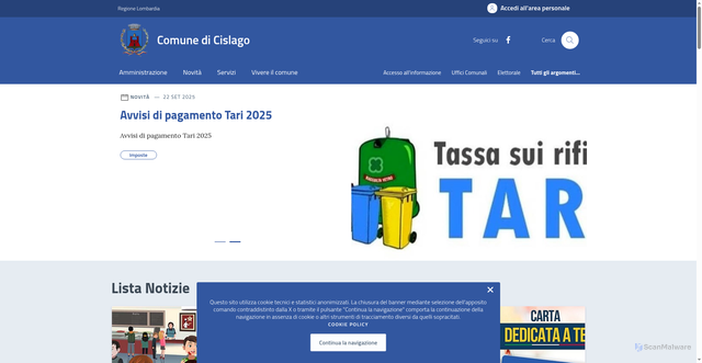 Security scan screenshot of https://comune.cislago.va.it/