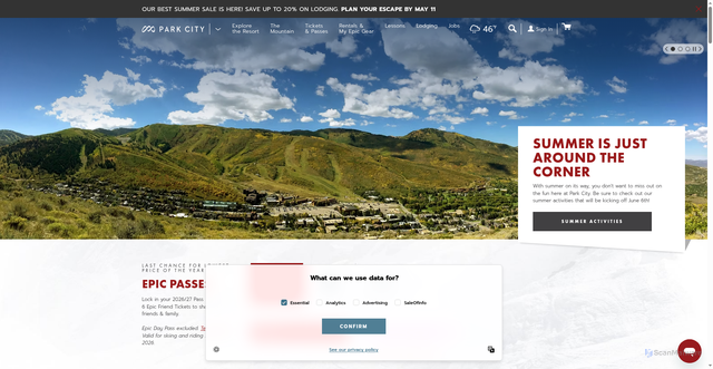 Security scan screenshot of https://parkcitymountain.com