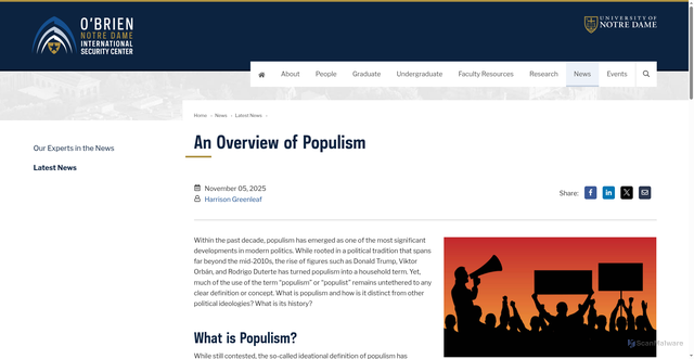 Security scan screenshot of https://ondisc.nd.edu/news-media/news/an-overview-of-populism/