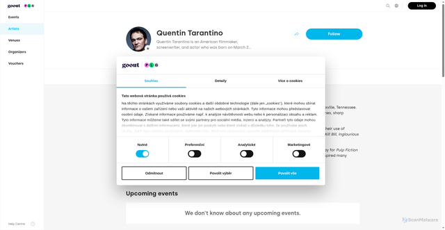 Security scan screenshot of https://goout.net/en/quentin-tarantino/pzjrjlg/