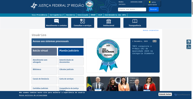 Security scan screenshot of https://trf2.jus.br