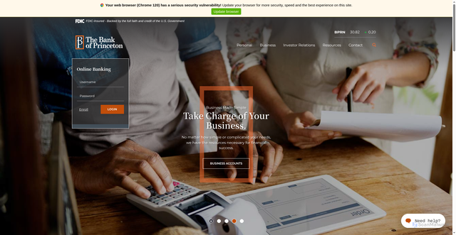 Security scan screenshot of https://thebankofprinceton.com/