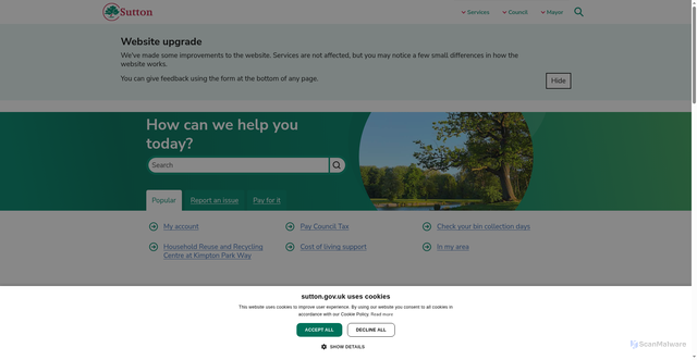 Security scan screenshot of https://www.sutton.gov.uk/