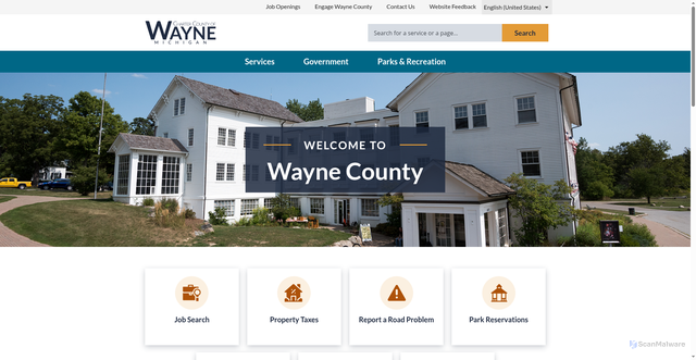 Security scan screenshot of https://www.waynecountymi.gov/