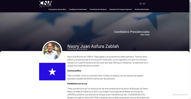 Security scan screenshot of https://www.cna.hn/nasry-juan-asfura-zablah-partido-nacional/