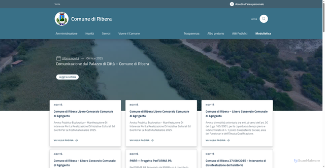 Security scan screenshot of https://www.comune.ribera.ag.it/