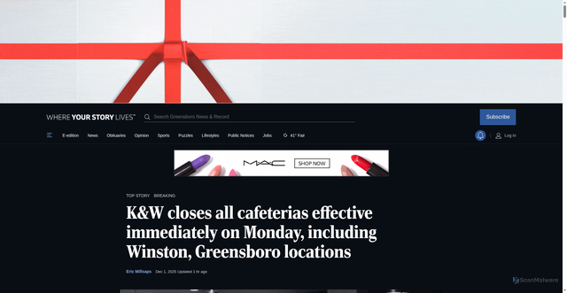 Security scan screenshot of https://greensboro.com/news/local/business/article_b384d6c4-9a16-51a0-8731-bac6e9158a72.html