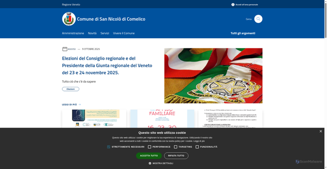 Security scan screenshot of https://www.comune.sannicolodicomelico.bl.it/it