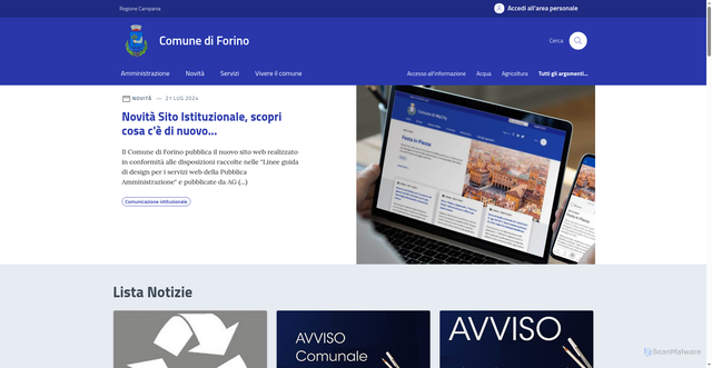 Security scan screenshot of https://www.comune.forino.av.it/