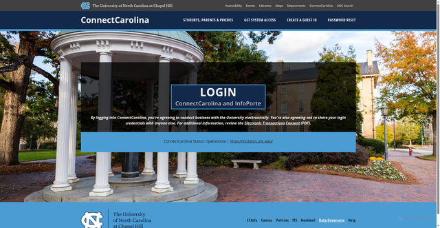Security scan screenshot of https://connectcarolina.unc.edu