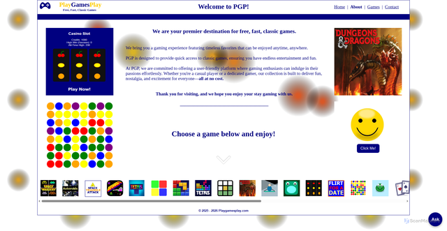 Security scan screenshot of https://playgamesplay.com/about.html