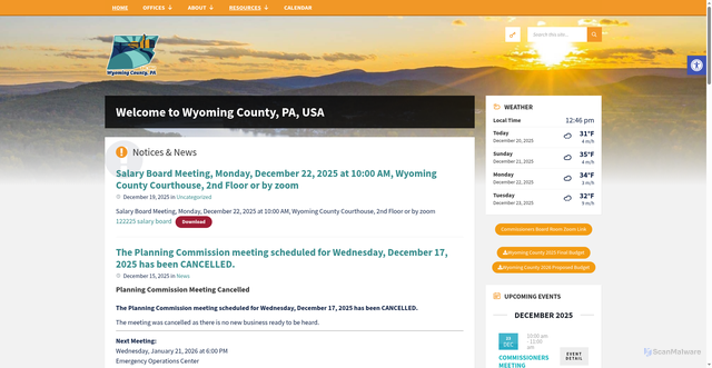 Security scan screenshot of https://wyomingcountypa.gov/