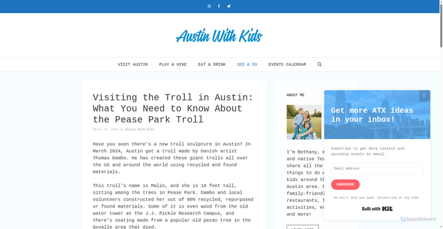 Security scan screenshot of https://austinwithkids.com/troll-in-austin-pease-park/