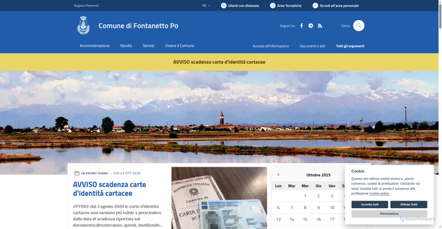 Security scan screenshot of https://www.comune.fontanettopo.vc.it/