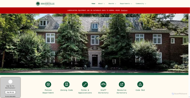 Security scan screenshot of https://villageofbrookville.gov/