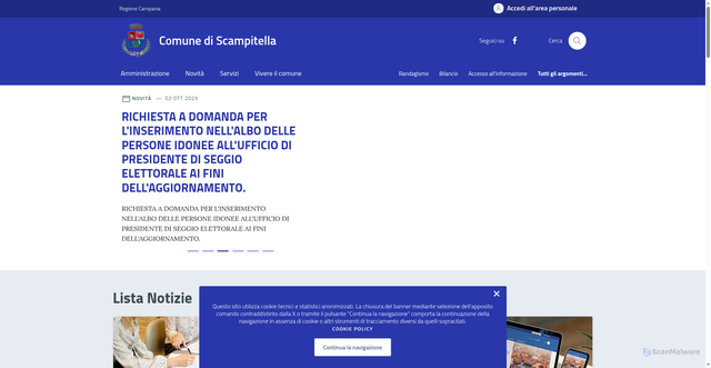 Security scan screenshot of https://comune.scampitella.av.it/