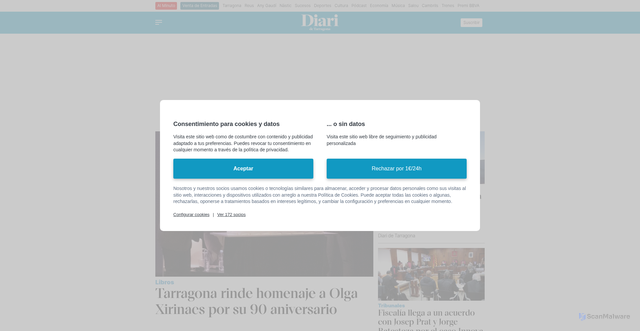 Security scan screenshot of https://diaridetarragona.com