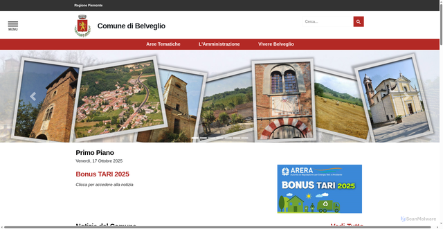 Security scan screenshot of https://www.comune.belveglio.at.it/
