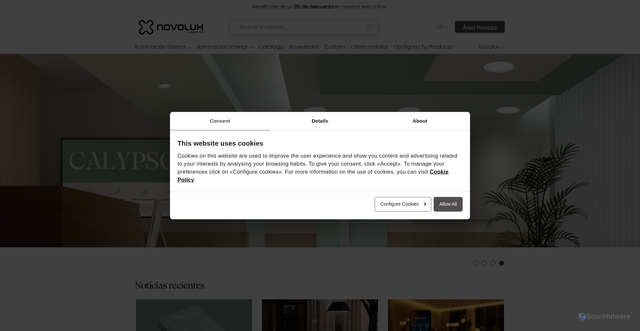 Security scan screenshot of https://www.novoluxlighting.com