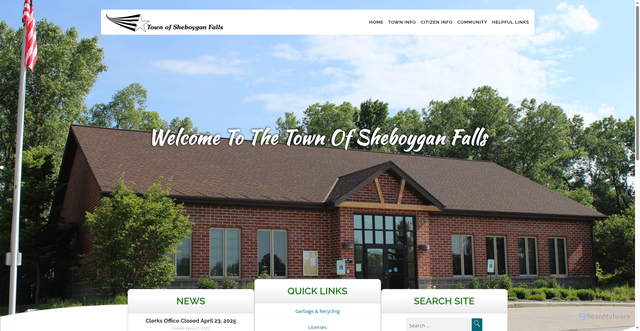 Security scan screenshot of https://townofsheboyganfallswi.gov/
