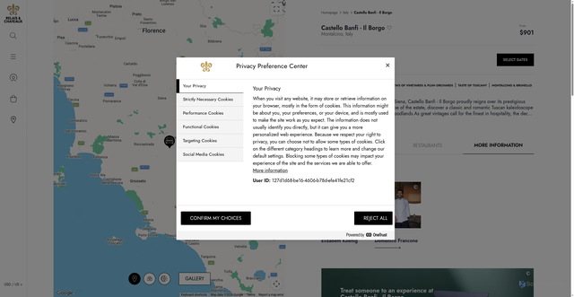 Security scan screenshot of https://www.relaischateaux.com/us/details/castello-banfi-il-borgo/