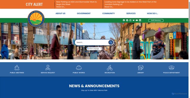 Security scan screenshot of https://takomaparkmd.gov/