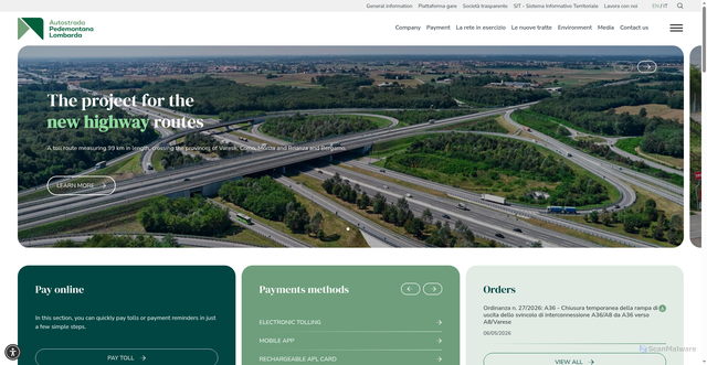 Security scan screenshot of https://www.pedemontana.com