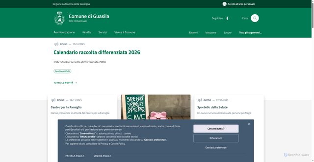 Security scan screenshot of https://comune.guasila.su.it/