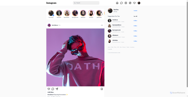 Security scan screenshot of https://www.instagram-clone-olive-five.vercel.app/