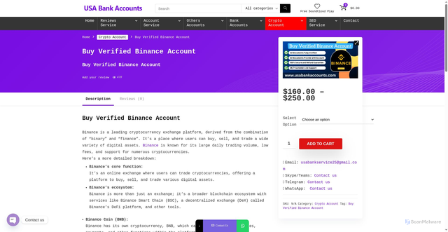 Security scan screenshot of https://usabankaccounts.com/product/buy-verified-binance-account/