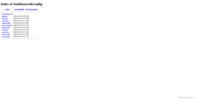 Security scan screenshot of http://habilitasecnh.com.br/habilitasecnh/config/