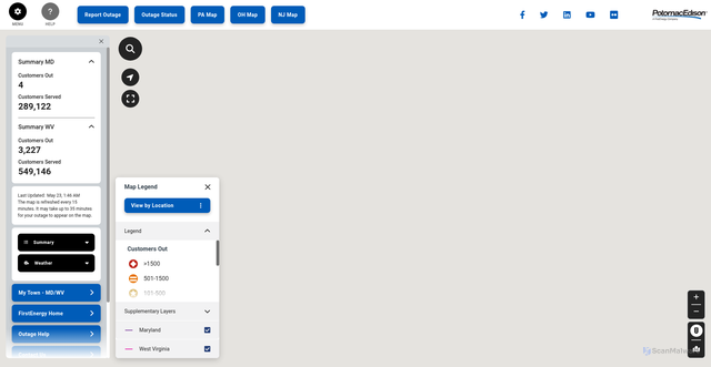 Security scan screenshot of https://outages-mdwv.firstenergycorp.com/