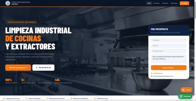 Security scan screenshot of https://limpiezacocinasindustrialesmenorca.com/